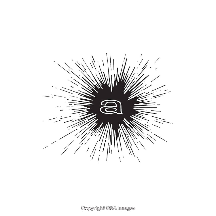 Black and White Sunburst Dingbat with Letter Typography