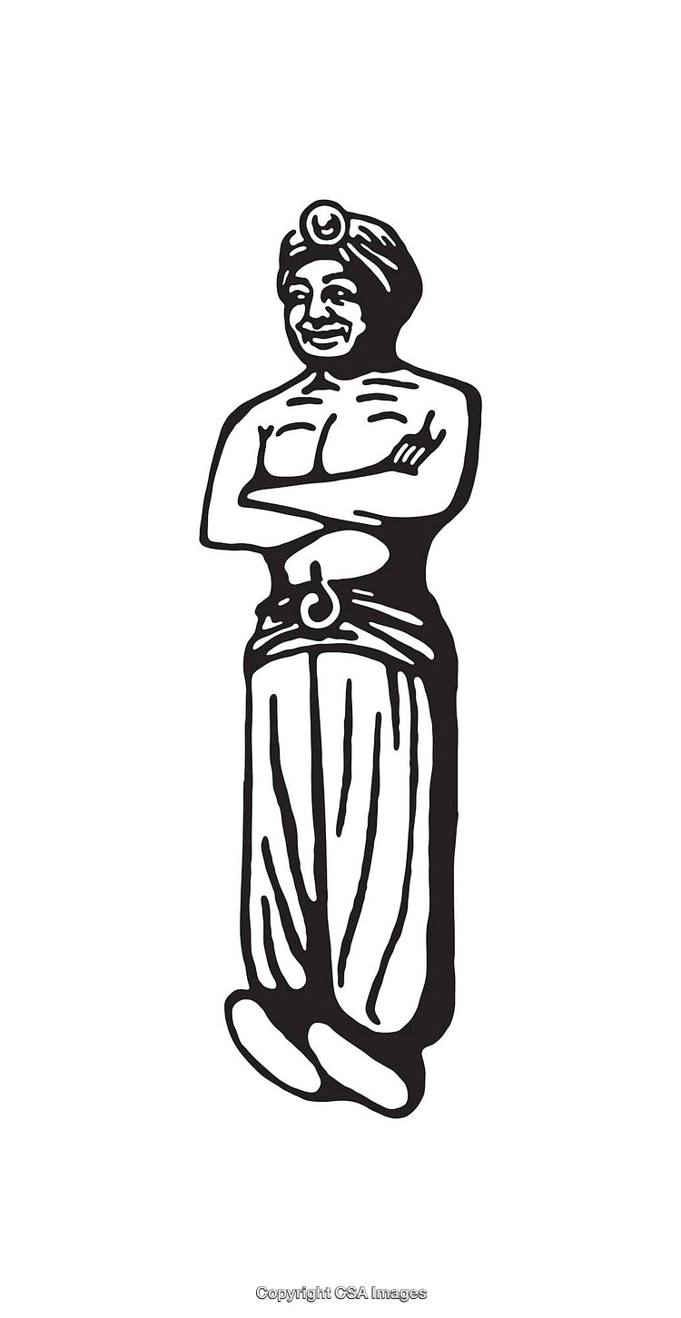 Traditional Figure Line Art Illustration in Black and White