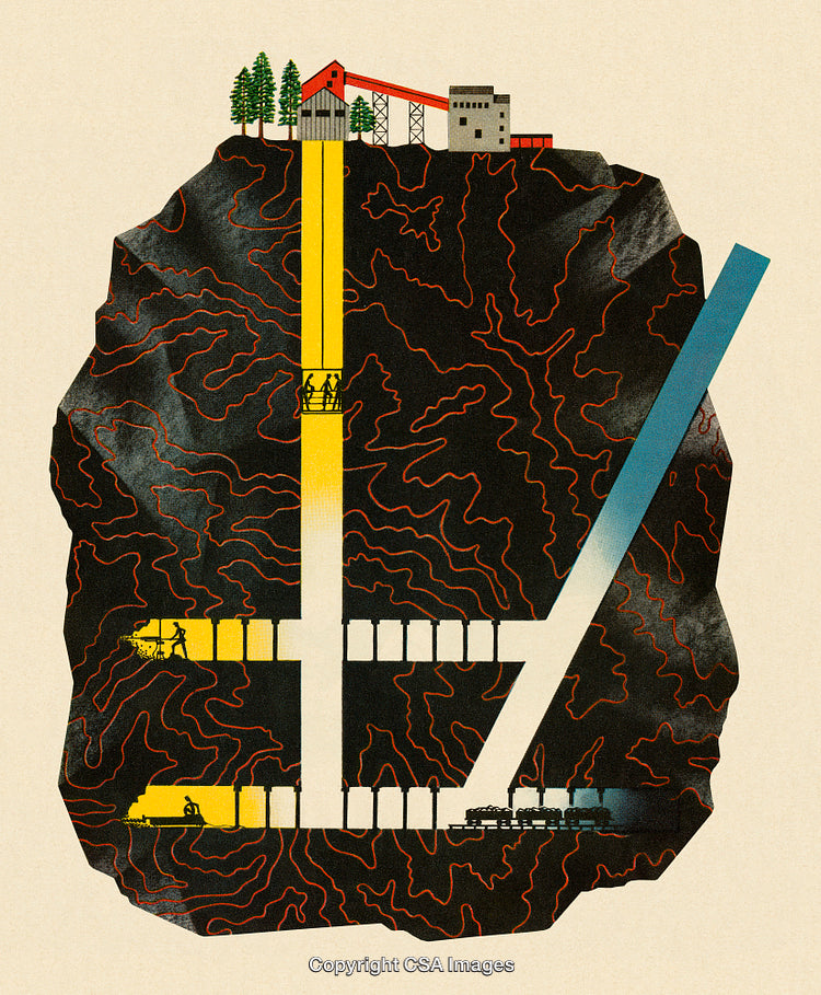 Illustrated Cross-Section Diagram of an Underground Mining Operation