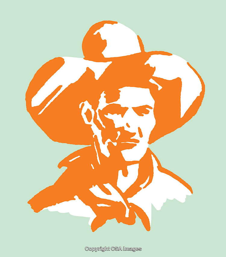 Colorful Illustration of a Cowboy in Retro Style Art