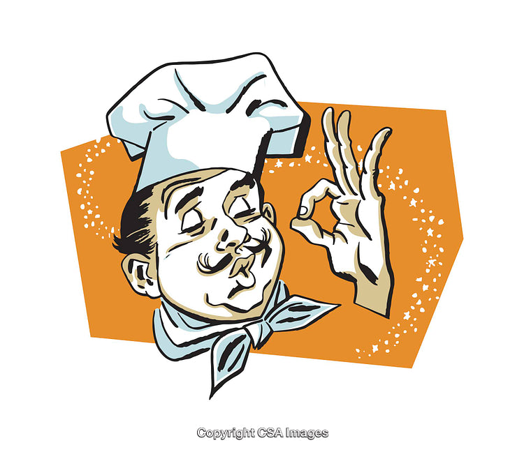 Snappy Illustration of a Chef Making an OK Gesture