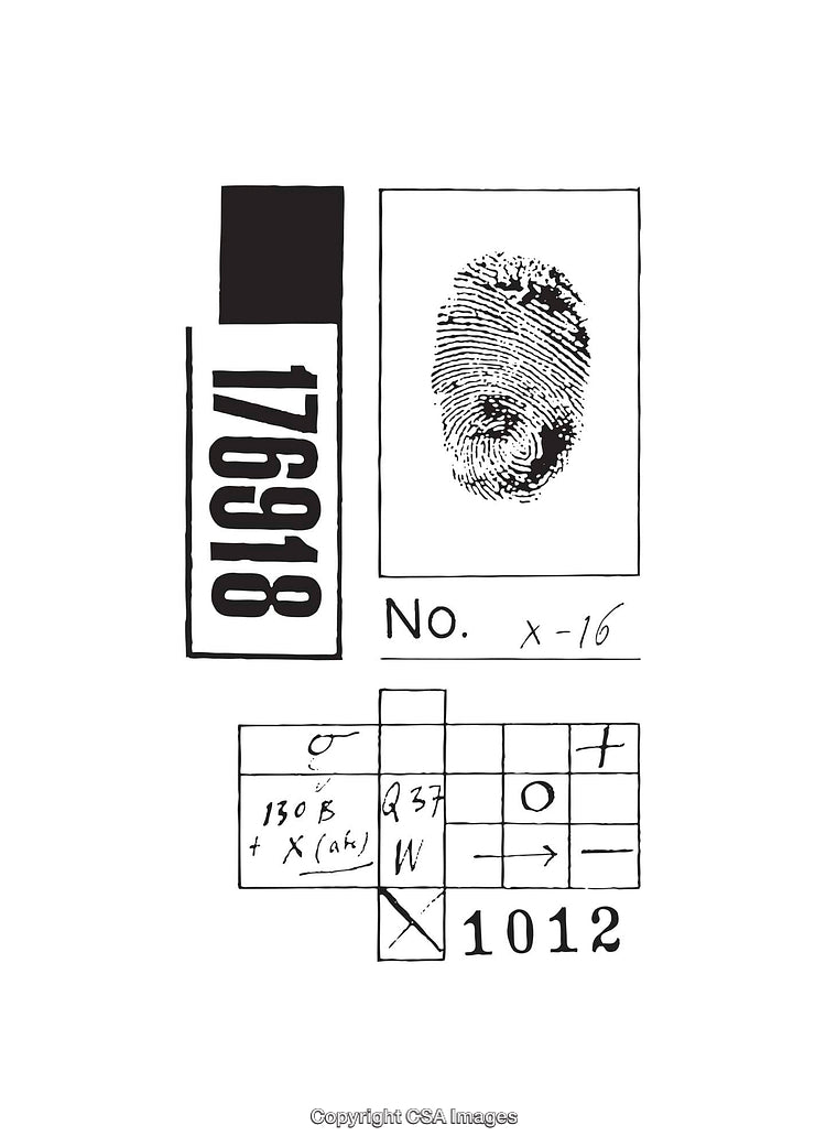 Detailed Black and White Diagram Featuring Fingerprint and Numerical Elements