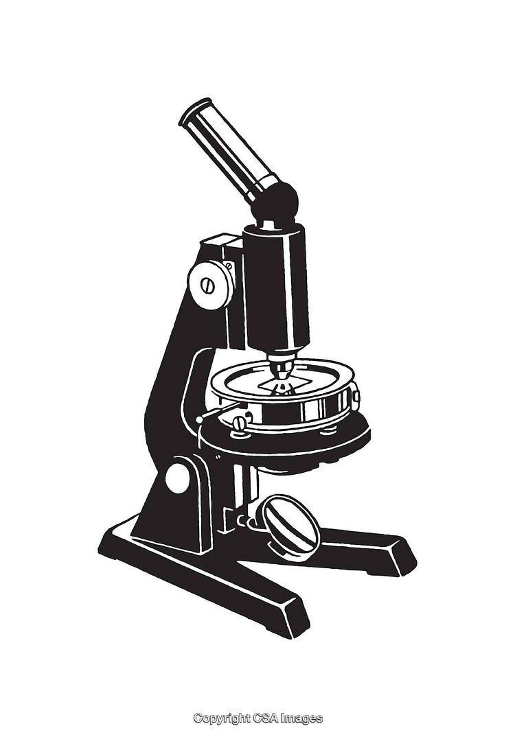 Black and White Line Art Illustration of a Laboratory Microscope