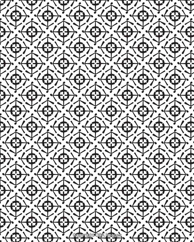 Black And White Geometric Pattern With Repeating Symmetric Design Elements