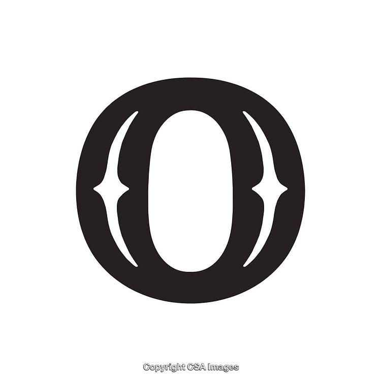 Stylized Black Letter O with Decorative Inner Design on White