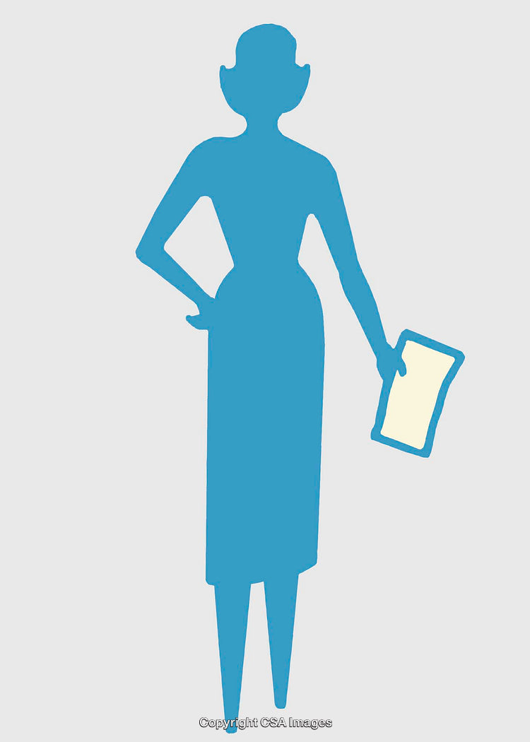 Abstract Silhouette Illustration of a Businesswoman Holding a Document