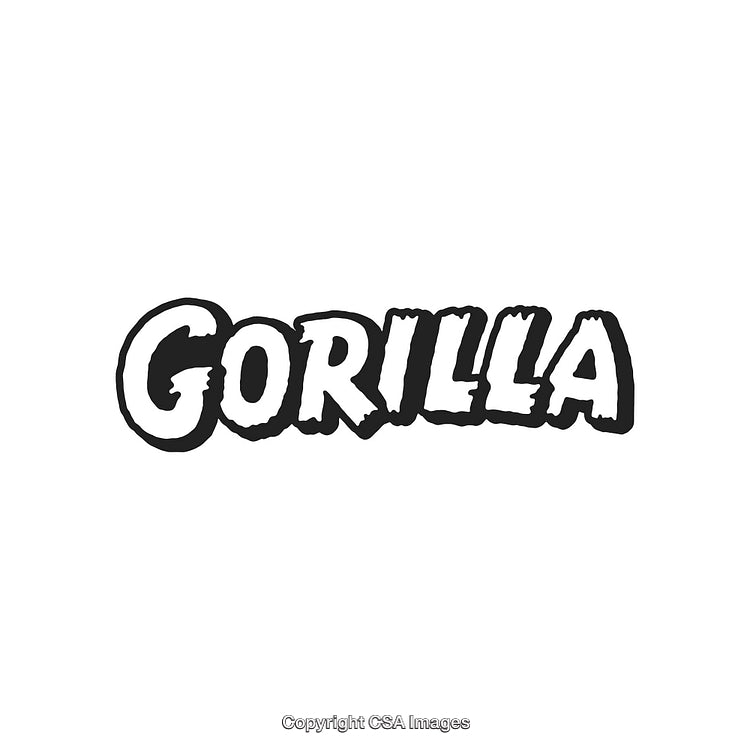 Bold Graphic Text Design Featuring the Word Gorilla in Black and White