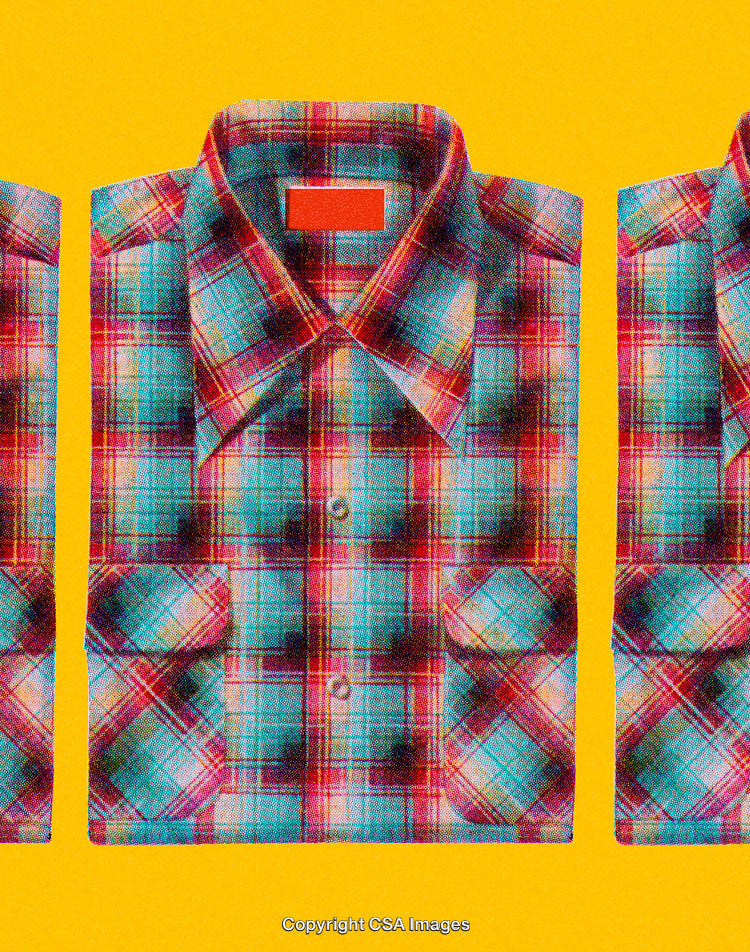Colorful Checkered Shirts on a Bright Yellow Background Displaying Style