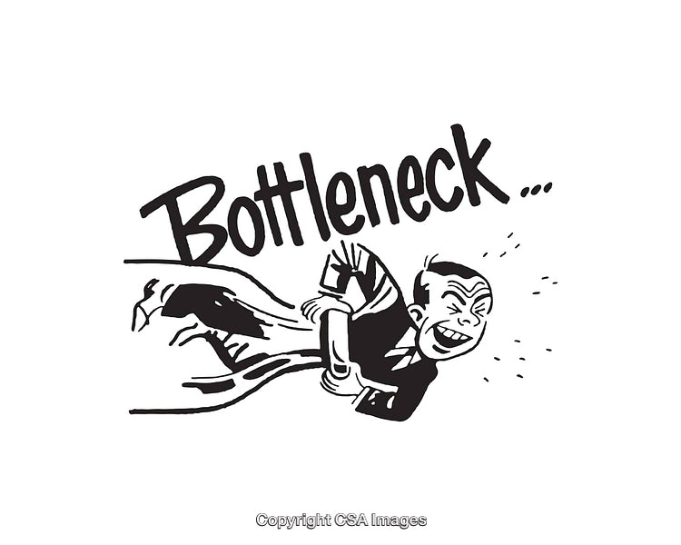 Black and White Line Art Illustration Representing a Business Bottleneck Concept