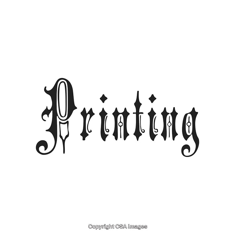 Vintage Ornate Decorative Typography Featuring the Word Printing in Artistic Style