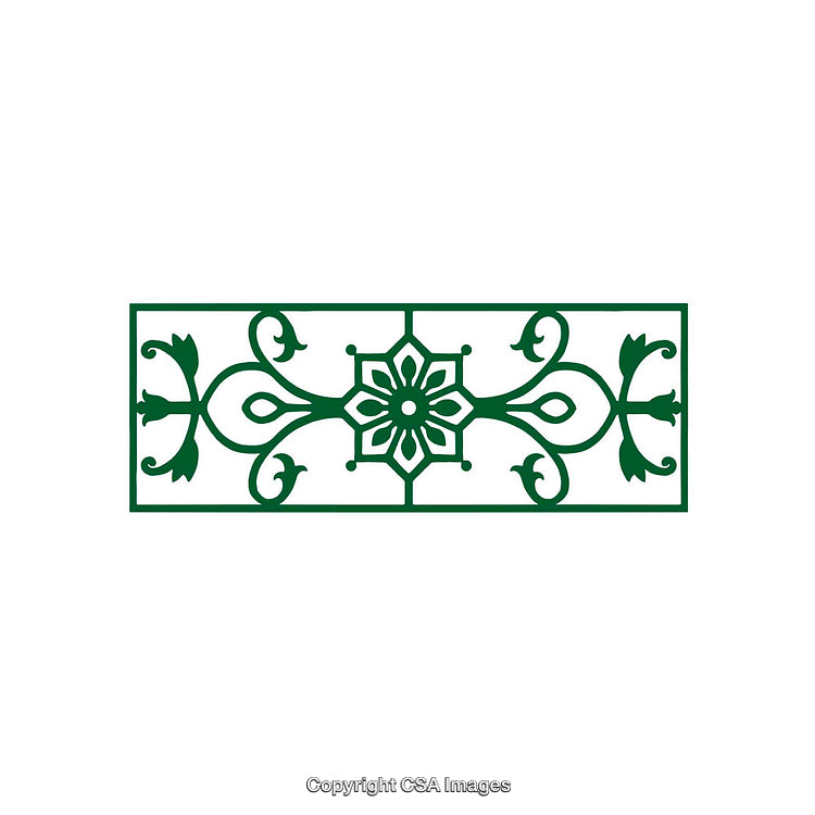 Intricate Floral Decorative Pattern in Elegant Green Style on White Background