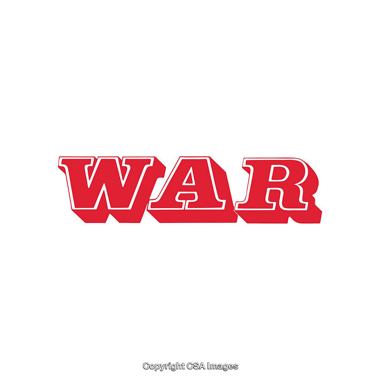 Bold Red Typography Design of the Word War on White Background