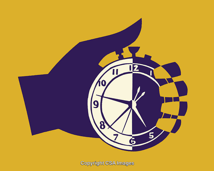 Abstract Illustration of Hand Holding Stopwatch Symbolizing Time Management