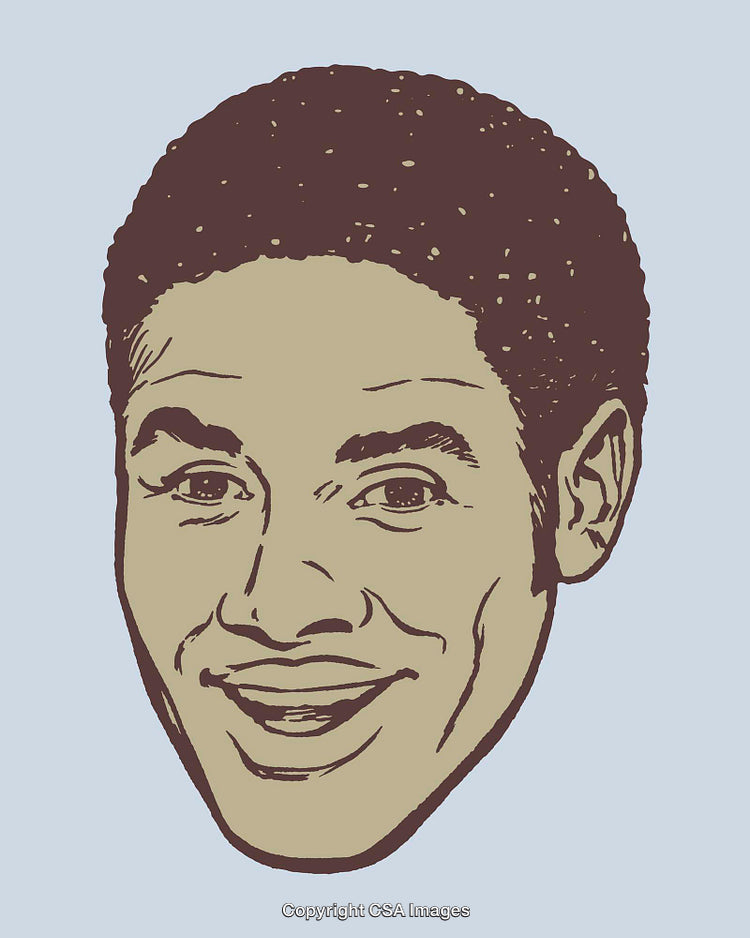 Color Line Art Illustration of a Smiling Facial Portrait