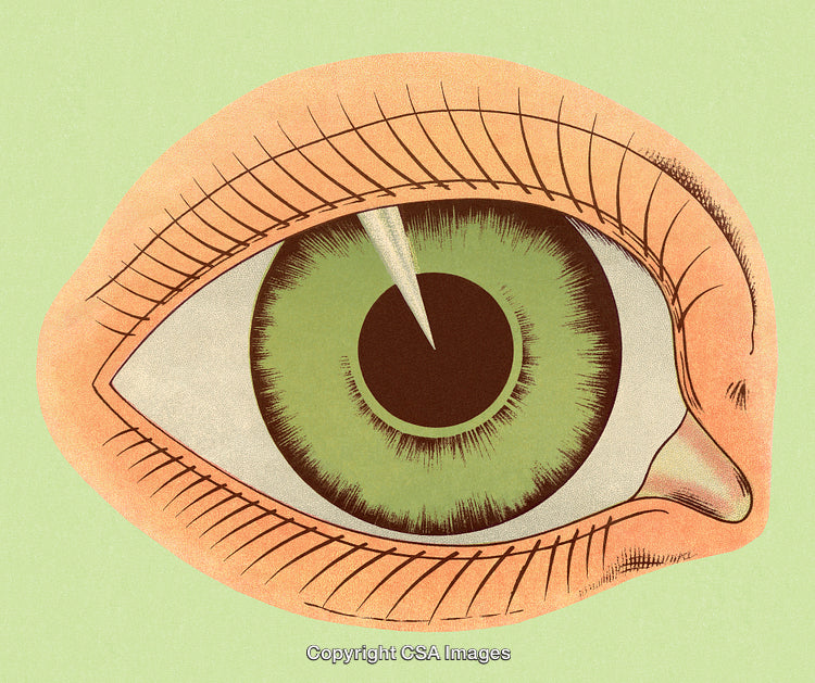 Vintage Illustration of a Green Eye with Detailed Texture on a Soft Background