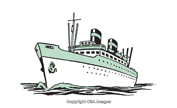 Illustration of an Ocean Liner Sailing on Calm Waters