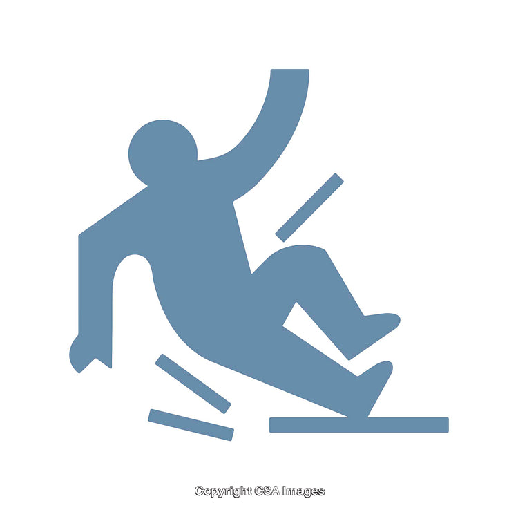 Icon Depicting Slipping Person with Safety Emphasis and Motion Elements