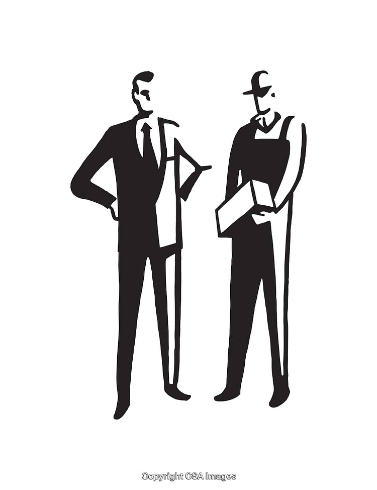 Black and White Line Art of Professional Collaboration in Business Concept