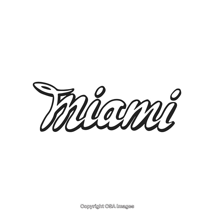 Miami City Word Art with Stylish Design on White Background