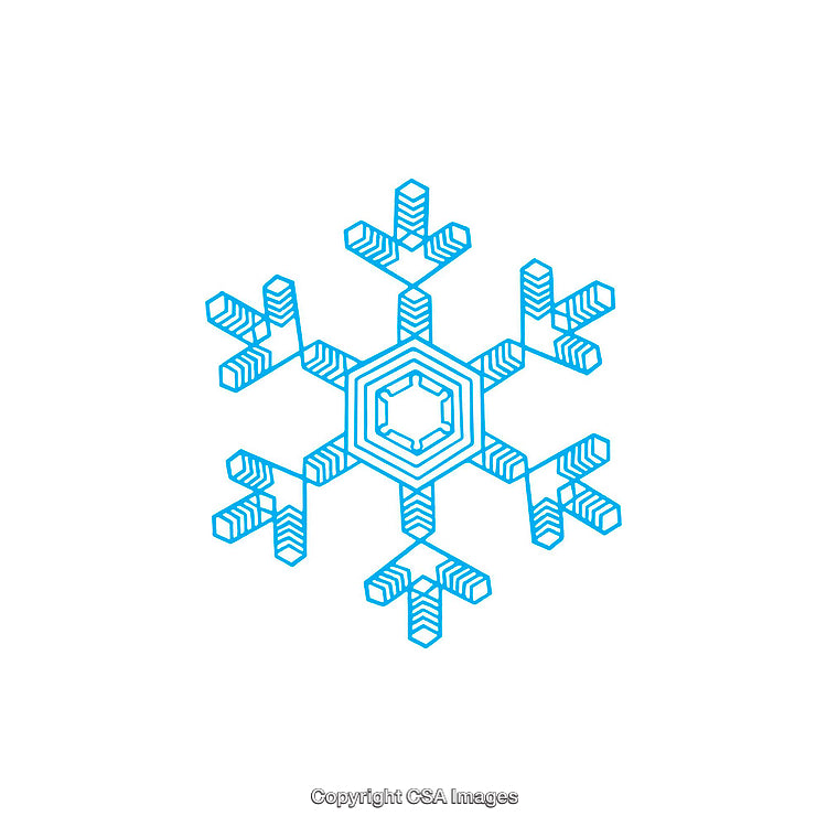 Geometric Blue Snowflake Line Drawing on a White Background
