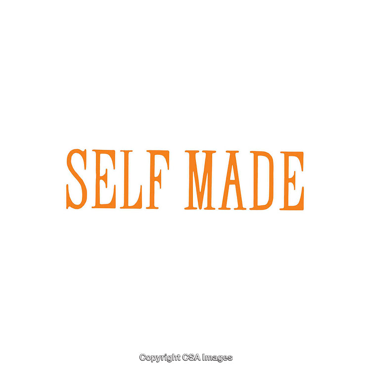 Motivational Text Reading 'Self Made' in Bold Orange Typography