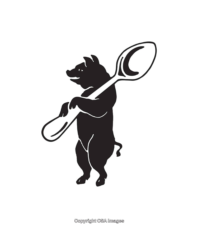 Black Silhouette of a Bear Holding a Large Spoon Symbol