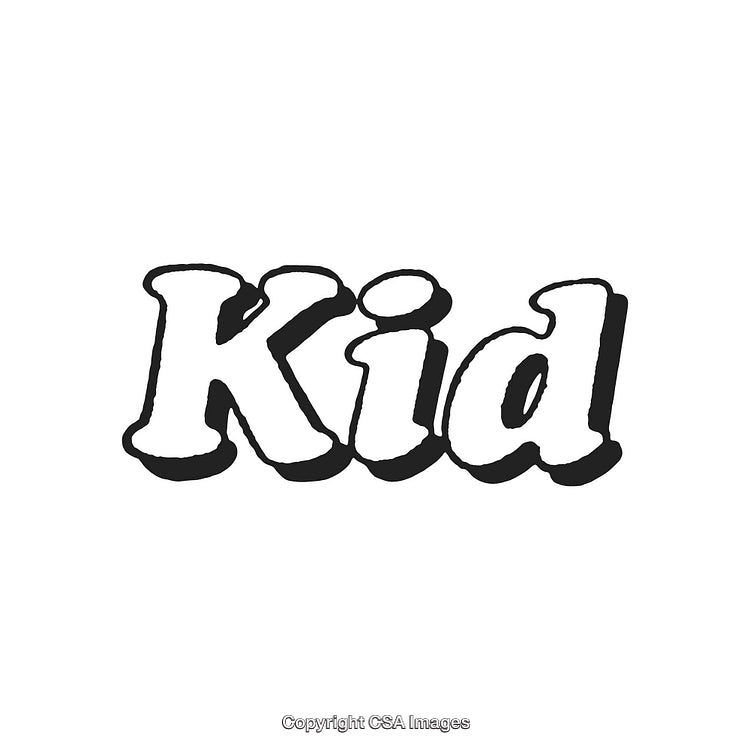 Stylized Typography of the Word Kid In Playful Black and White Design