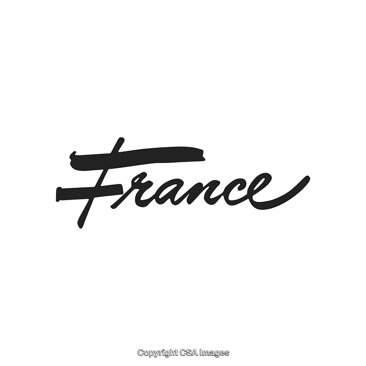 Stylized Handwritten Text of France in Minimalistic Black Ink Design
