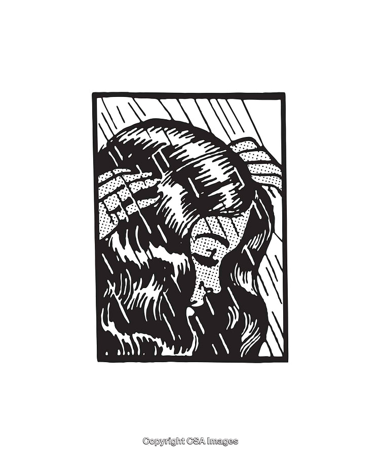 Black and White Line Art Illustration Depicting an Artistic Abstract Scene