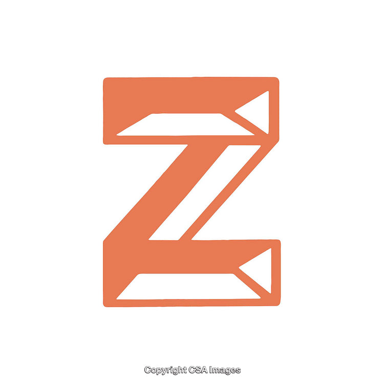 Stylized Orange Greek Letter Zeta Illustration on White Background