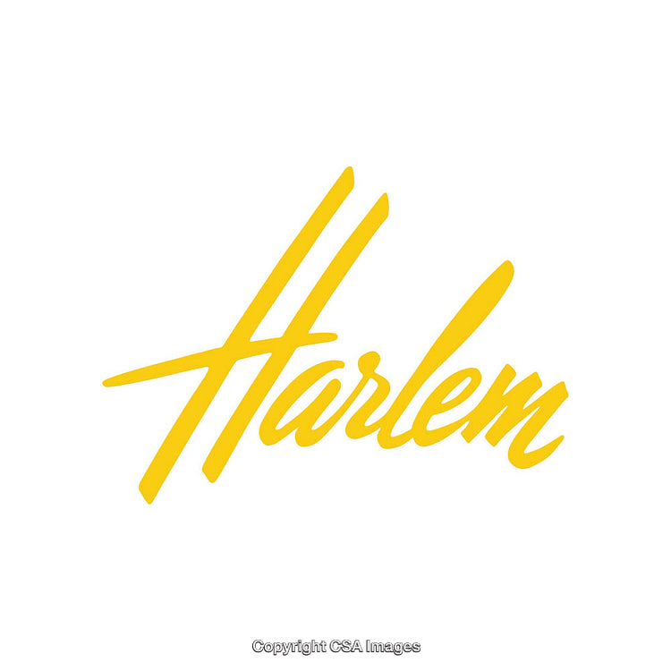 Stylish Yellow Typography Design Displaying the Word Harlem on White Background