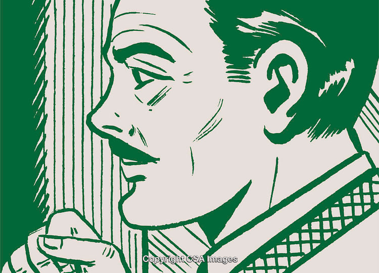 Retro Graphic Illustration of a Man in Profile View with Expressive Details