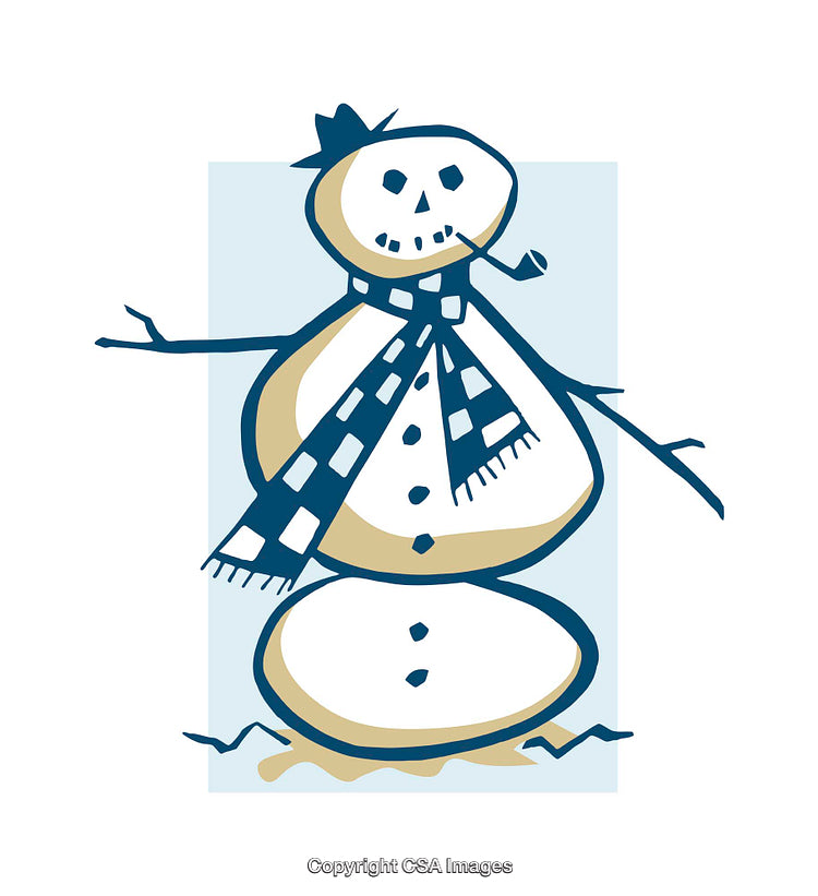 Colorful Illustration of a Snowman with Scarf and Pipe