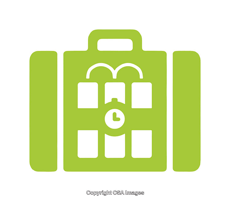 Minimalist Green Alarm Clock Icon on White Background