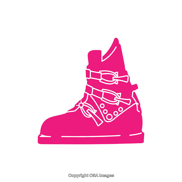 Simple Pink Ski Boot Icon with Buckled Design on White Background