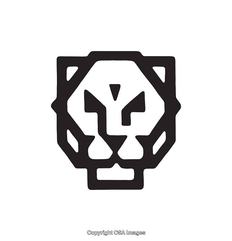 Black and White Geometric Lion Head Line Art Illustration
