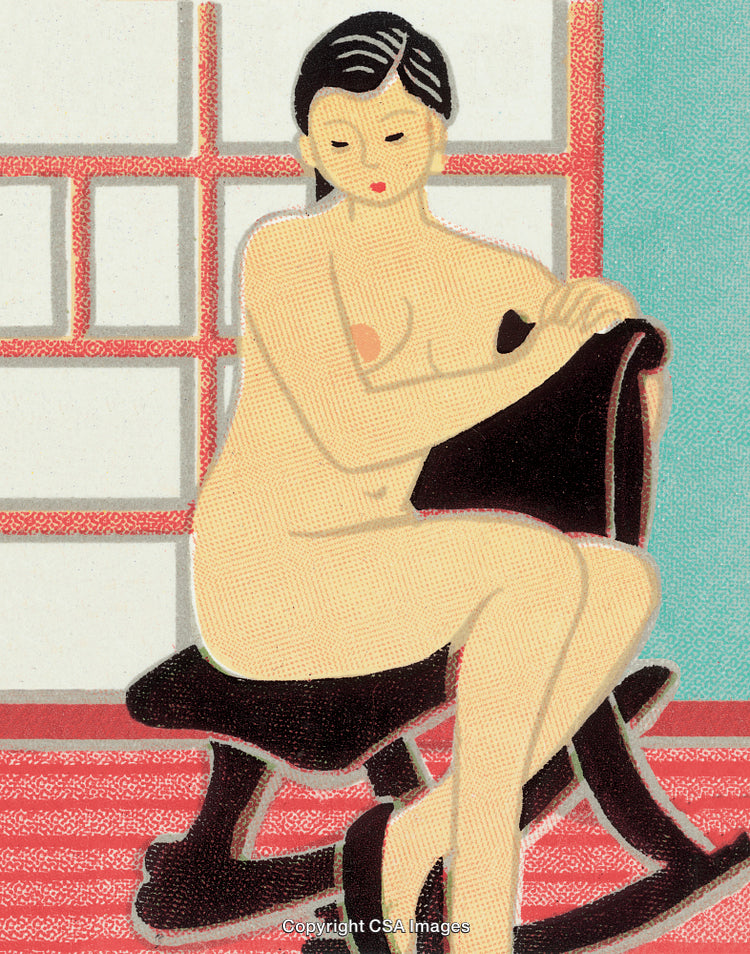 Artistic Depiction of a Woman in a Relaxed Pose in Interior Setting