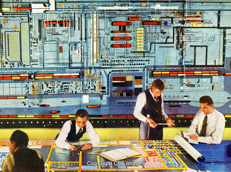 Creative Engineers Collaborating on Innovative Design in a Futuristic Setting