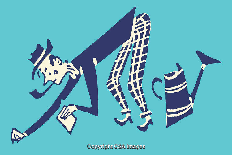 Whimsical Line Art of a Gardner with a Watering Can