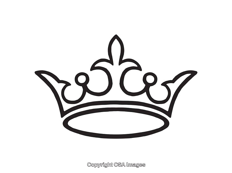 Black And White Line Art of a Decorative Crown Design
