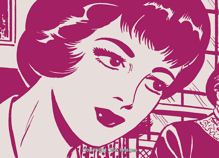 Vintage Pop Art Depiction of a Woman's Profile in Retro Style
