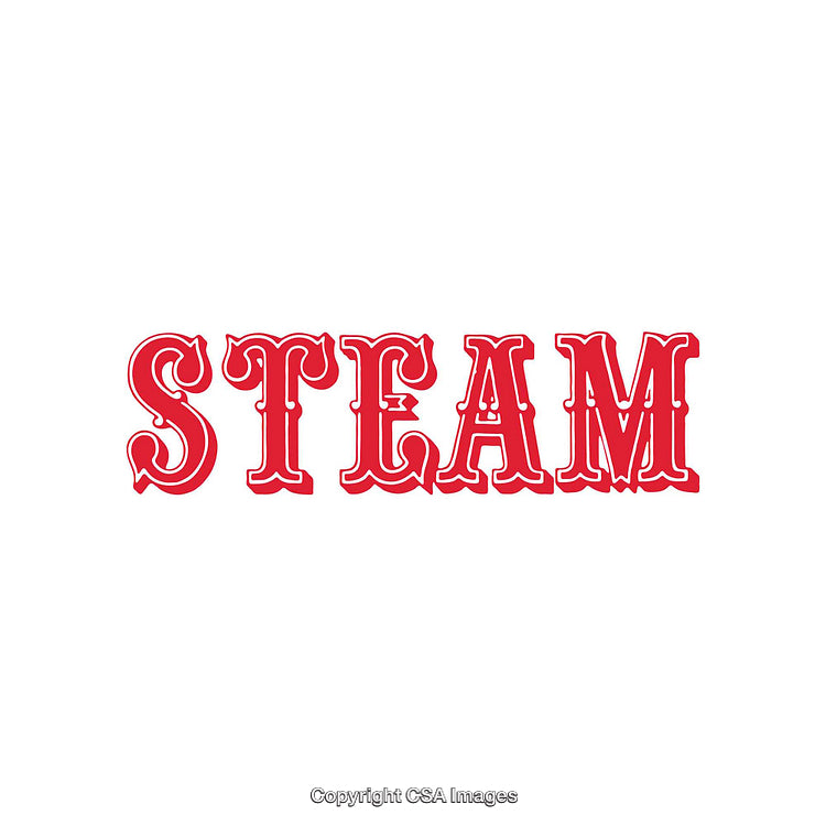 Vintage Red Typography of the Word Steam in Bold Decorative Font