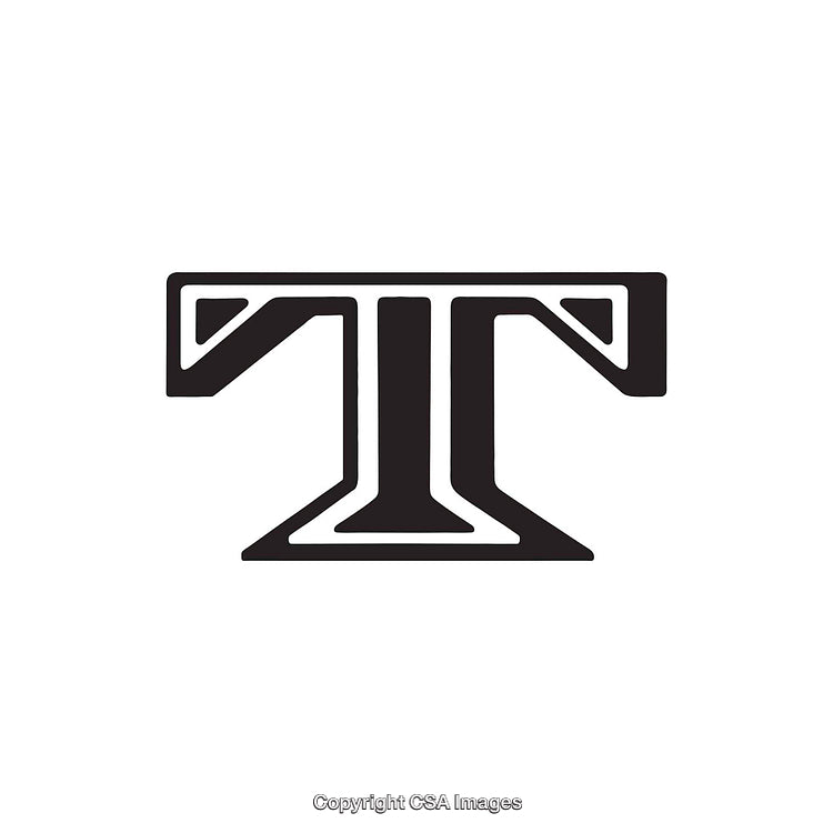 Monochromatic Bold Letter T Design Isolated on a White Background