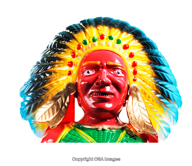 Colorful Plastic Figurine with Bright Feather Headdress