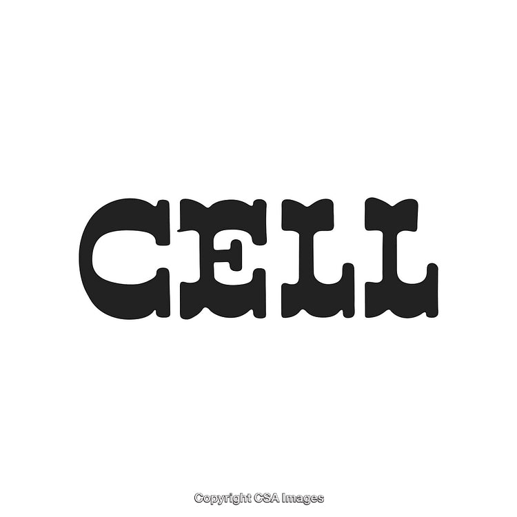 Bold Font Design Depicting the Word "Cell" in Black on White Background