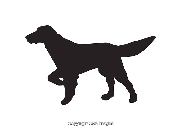 Black Silhouette of a Pointing Dog in Profile View