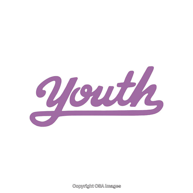 Purple Script Typography Depicting the Word 'Youth' on a White Background