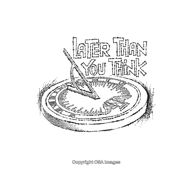 Line Art Illustration of Sundial with Motivational Quote Text
