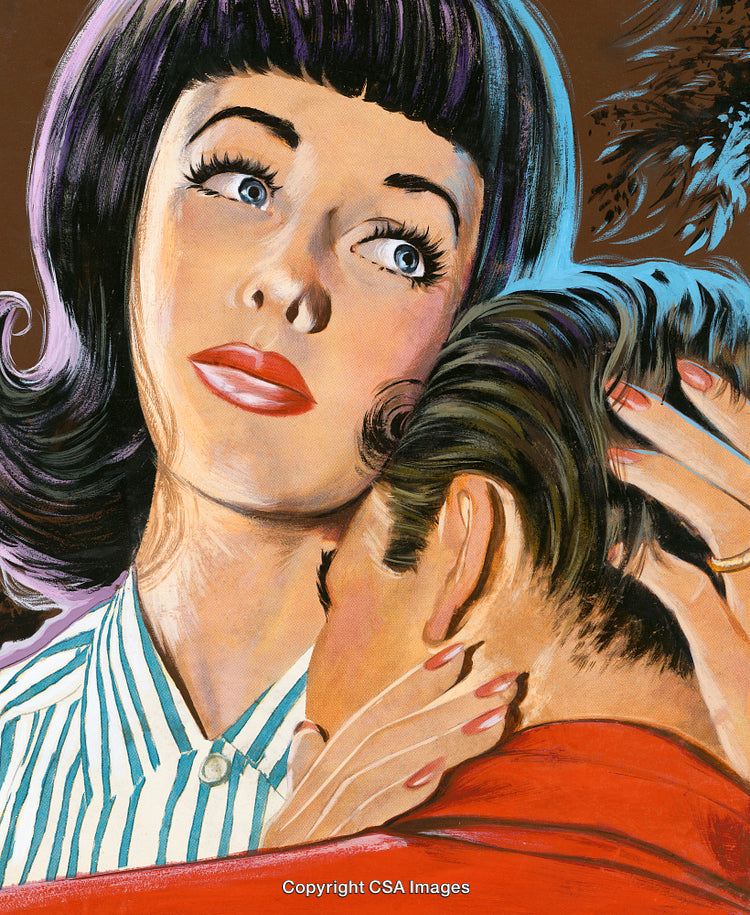 Romantic Illustration Depicting Emotional Connection Between Two People Embracing