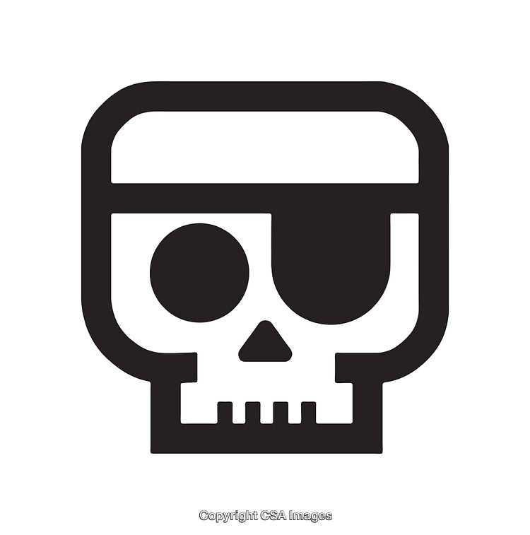 Minimalist Black and White Pirate Skull Icon Representation